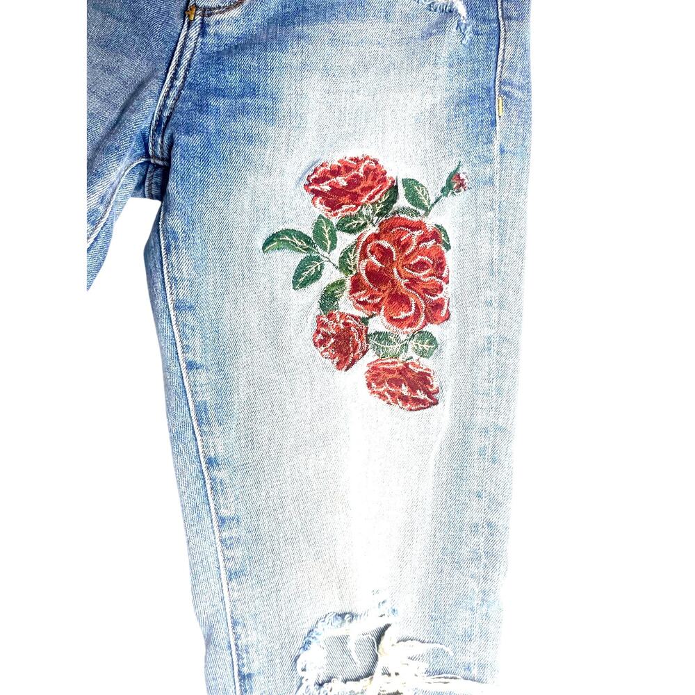 Zara Basic Crop Women's Jeans Roses Sz 4